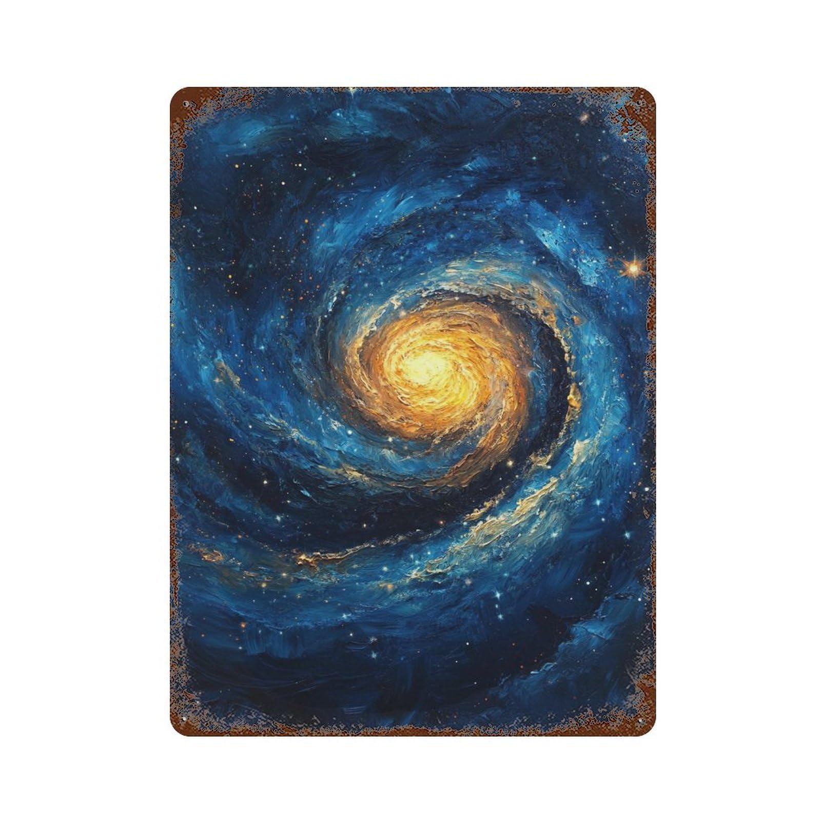 Galactic Whirlpool Painting Vintage Rust Metal Sign 15.7"x11.8", Shabby Chic Decor for Living Room, Hallway And Home Decor