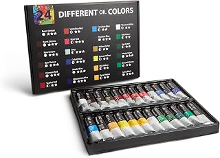Elan Professional Oil Paint Set, 24 Oil Paint Tubes 1.7oz, Artist Paint Set for Adults, Oil Based Paint for Canvas, Professional Oil Painting Set, Professional Paint Set Non Toxic, Oil Base Paint
