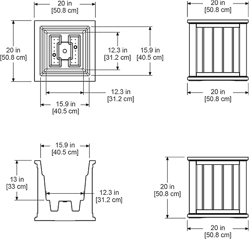 Miniatura 6 de Mayne 4838-W Cape Cod - Maceta cuadrada de polietileno (20 x 20 pulgadas), color blanco