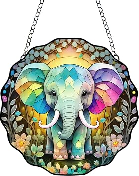 5.9Elephant Window Hanging, Acrylic Window Hanging, Elephant Wall Decor for Elephant Lovers,Outdoor Light Catcher Garden Decor