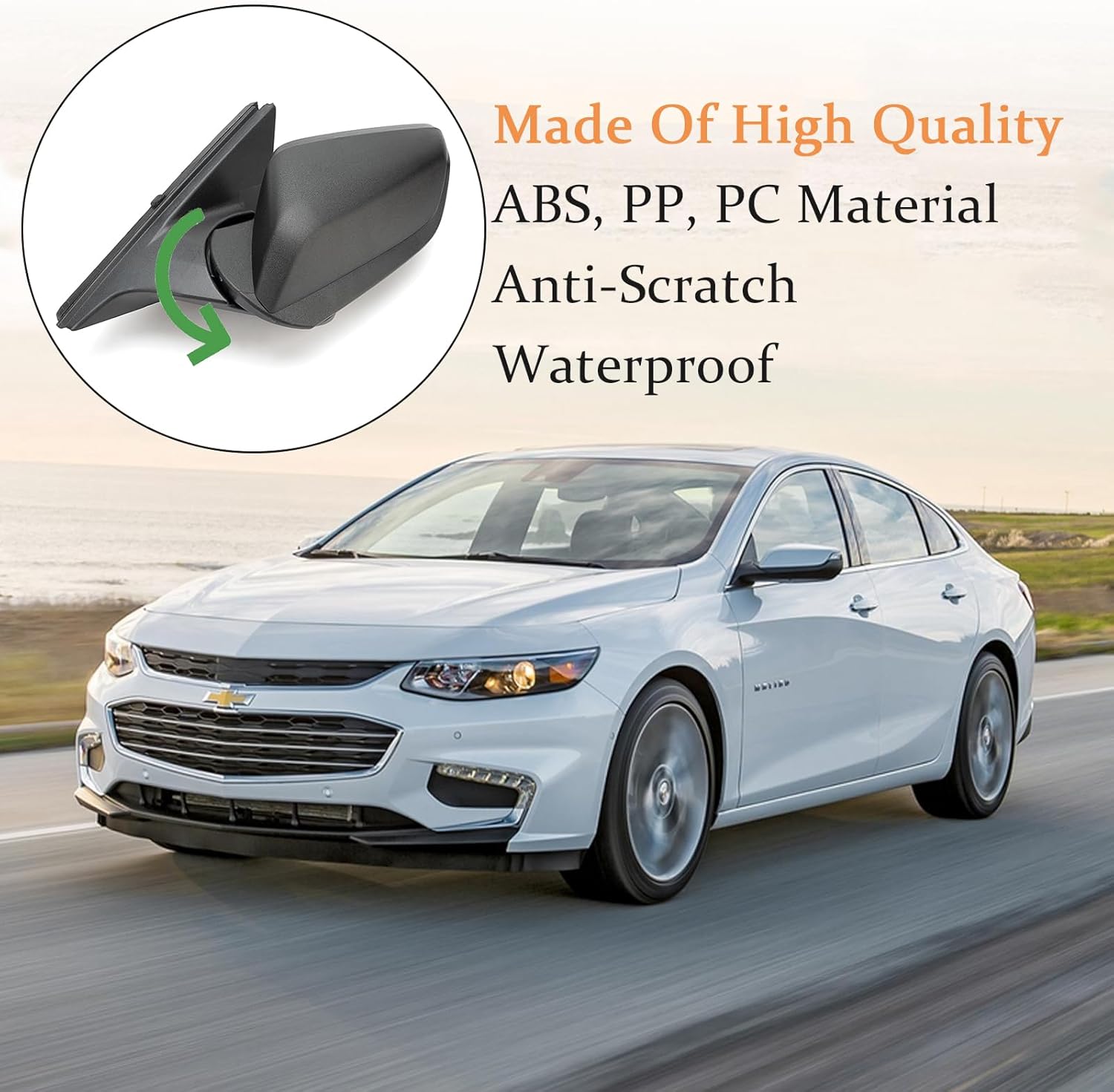 3-Pin Left Driver Side Door Mirror Fit For 2016-2022 Chevy Malibu L & LS Models Without Turn Signal Light, Non-Heated, Replace# GM1320538 84288097