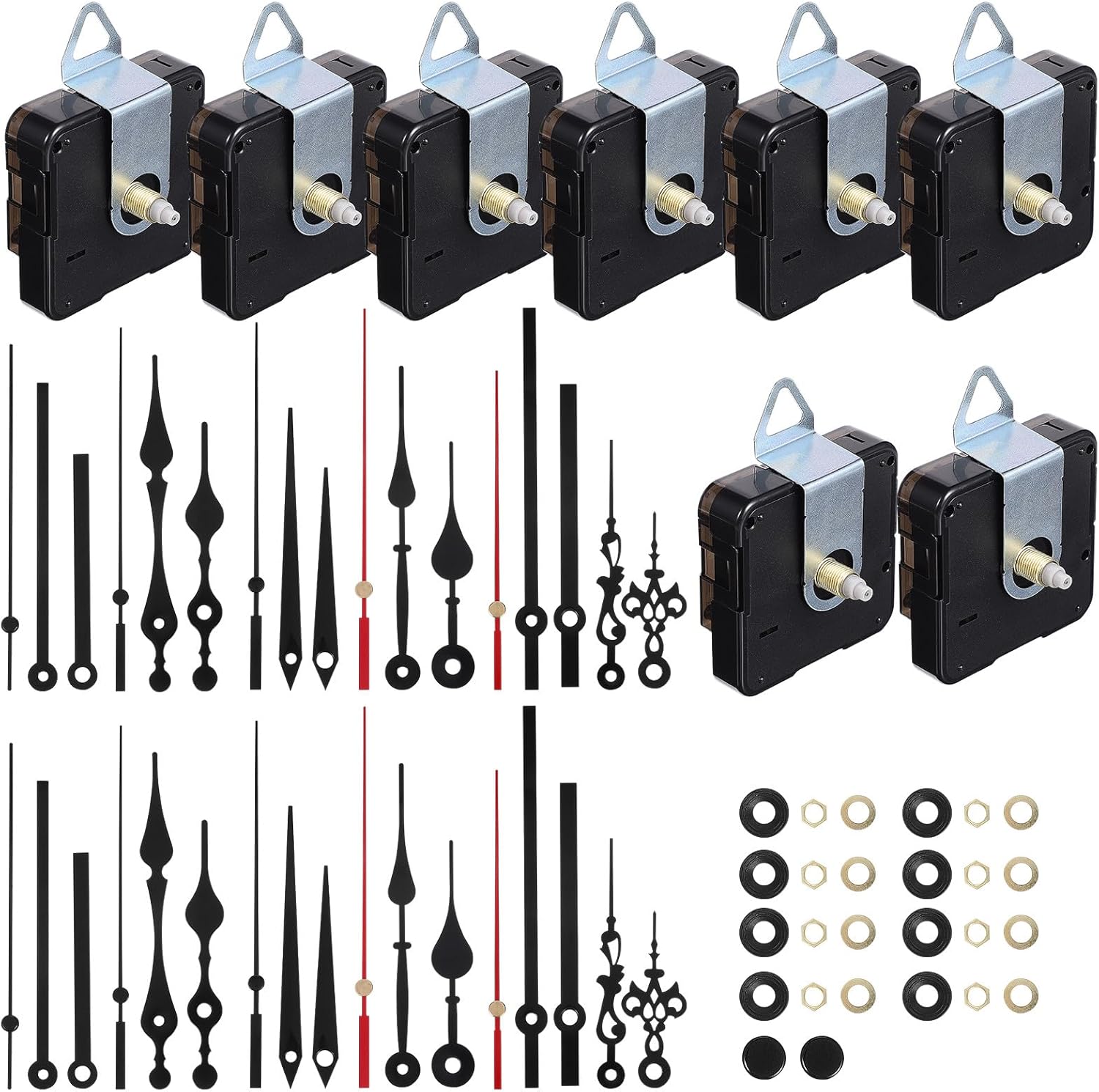 Cabilock 8Sets Clock Mechanism Replacement Parts Quartz Clock Movement Kit with Pointers,Silent SweepClock Motor for ClockRepair DIY Replacement, CustomClock,Wall Mechanisms