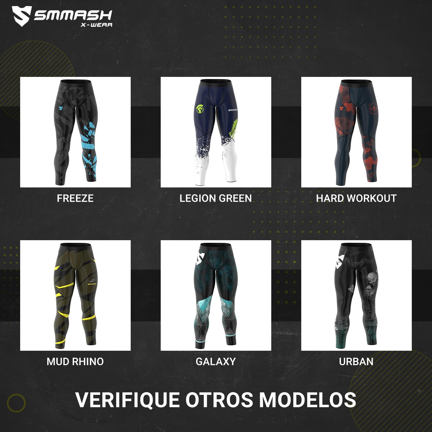 SMMASH Cell Deportivo Largo Leggins Hombre, Pantalones Largo Deporte Dombre por un Gimnasio de Yoga Corrientes, Material Transpirable y Antibacteriano