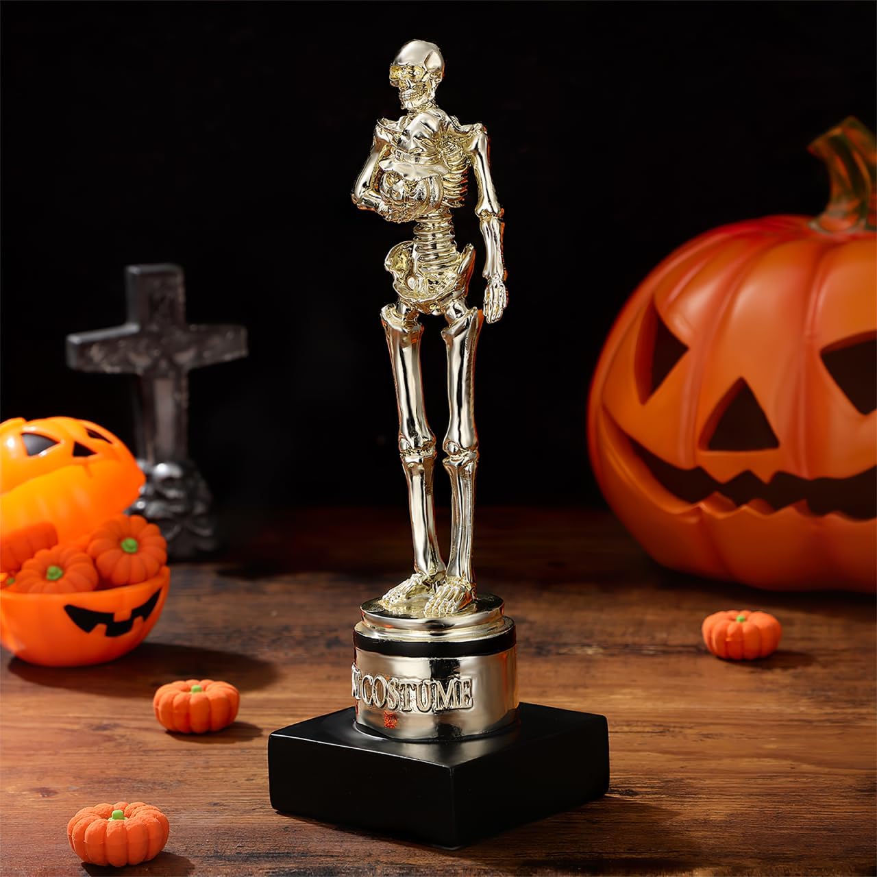 Halloween Trophies 8" Gold Halloween Skeleton Awards Trophy Best Costume