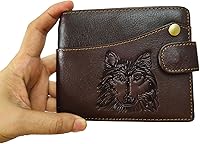 Vista 103 de Hombres Cool Eagle Wolf Caballo Totem Cuero Vaca Vertical Cartera Cremallera Multi-tarjeta Titular, Tótem de caballo, Minimalista