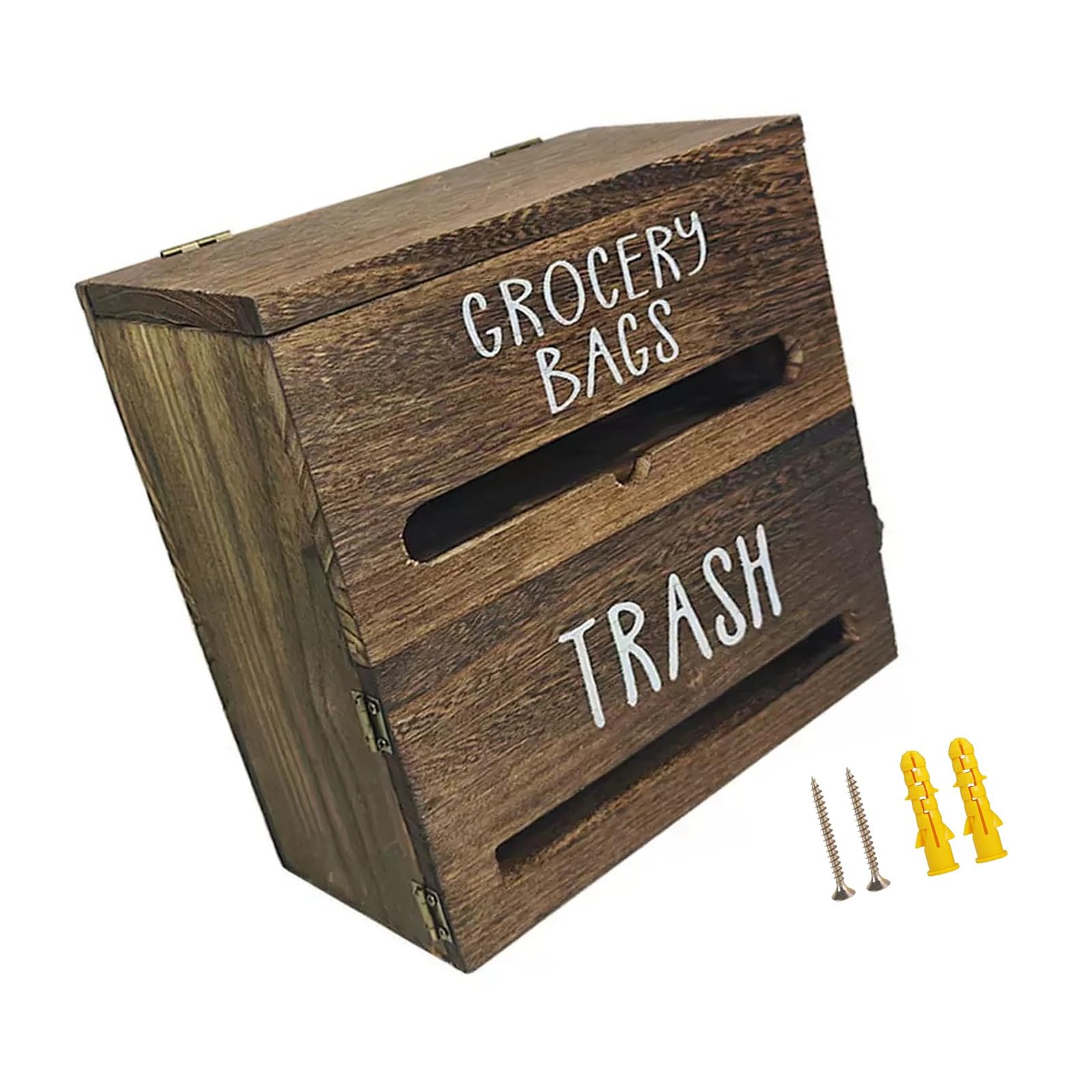 Kaeltsyn Stylish Wooden Double Layer Garbage Bag Dispenser for Small Space and Kitchens Wood Trash Bag Planner