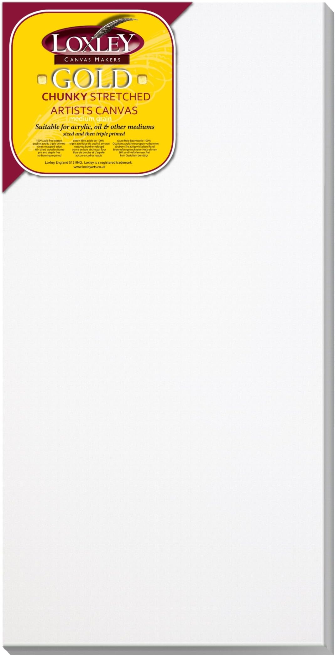 Loxley Gold 24 x 12-inch 60 x 30 cm 37mm Chunky Deep Edge Artist Quality Stretched Canvas Primed