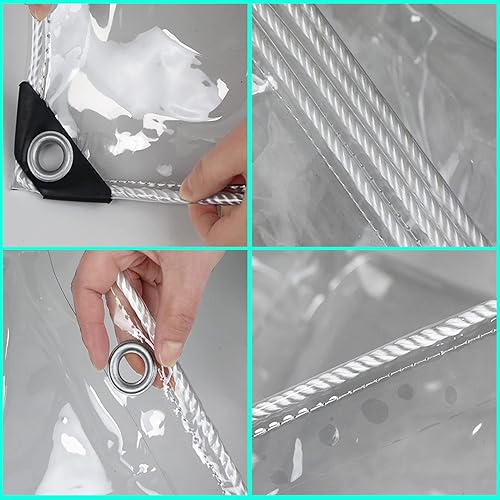 Miniatura 2 de SCNSYL Lona industrial transparente con ojales de 230 x 180 pies lona transparente de plástico impermeable gruesa cubierta de lámina de techo de PVC