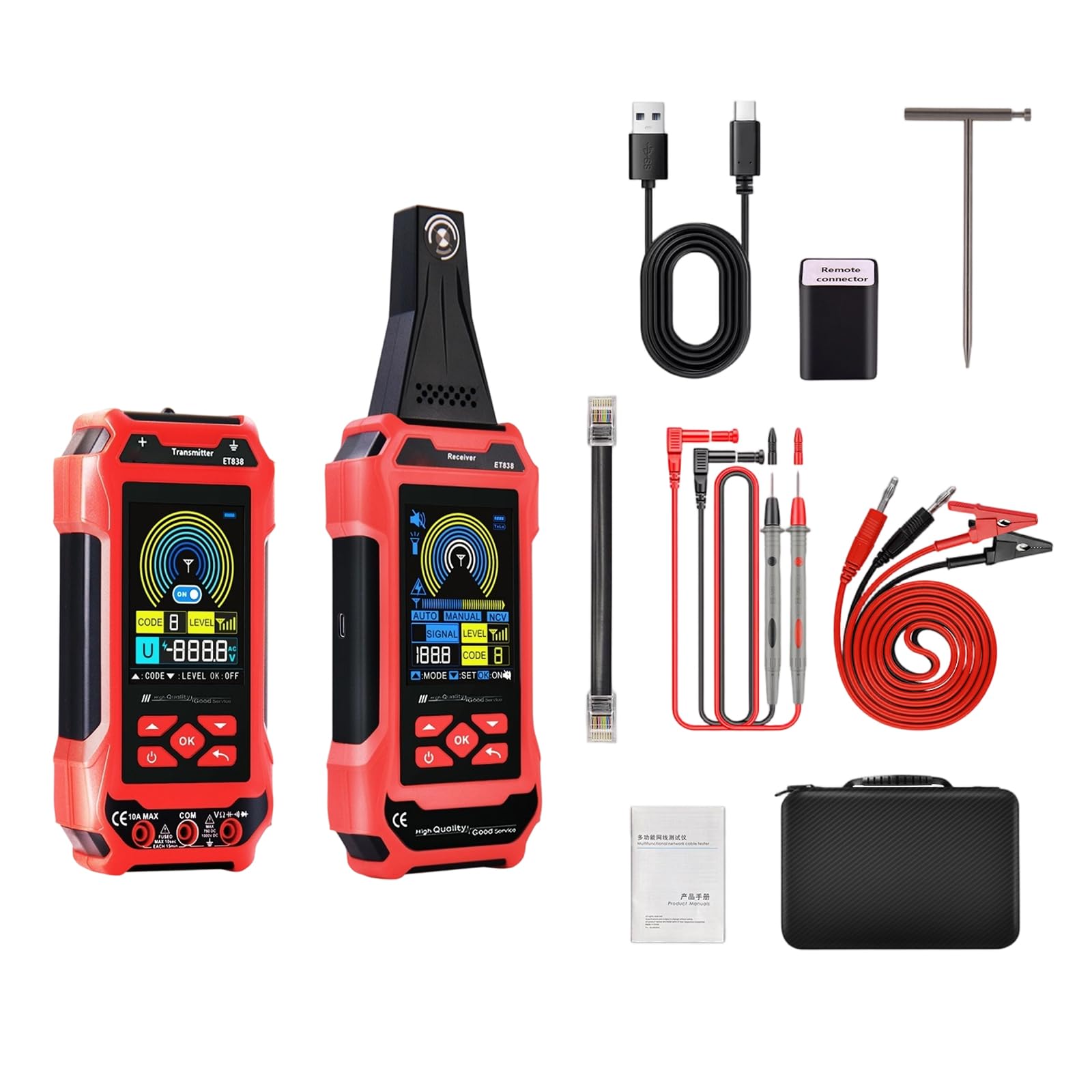 Rgybao Et838 Professional 2 In 1 Cable And Multimeter For Accurate Electrical Fault Location In Various Settings Networking Cable Detector