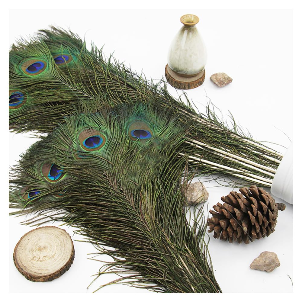 20 stuks natuurlijke pauwenveren, 25-30 cm, mooie oogveren voor hoeden, doe -het-zelf handwerk, hoofddecoraties, pauwendecoratie