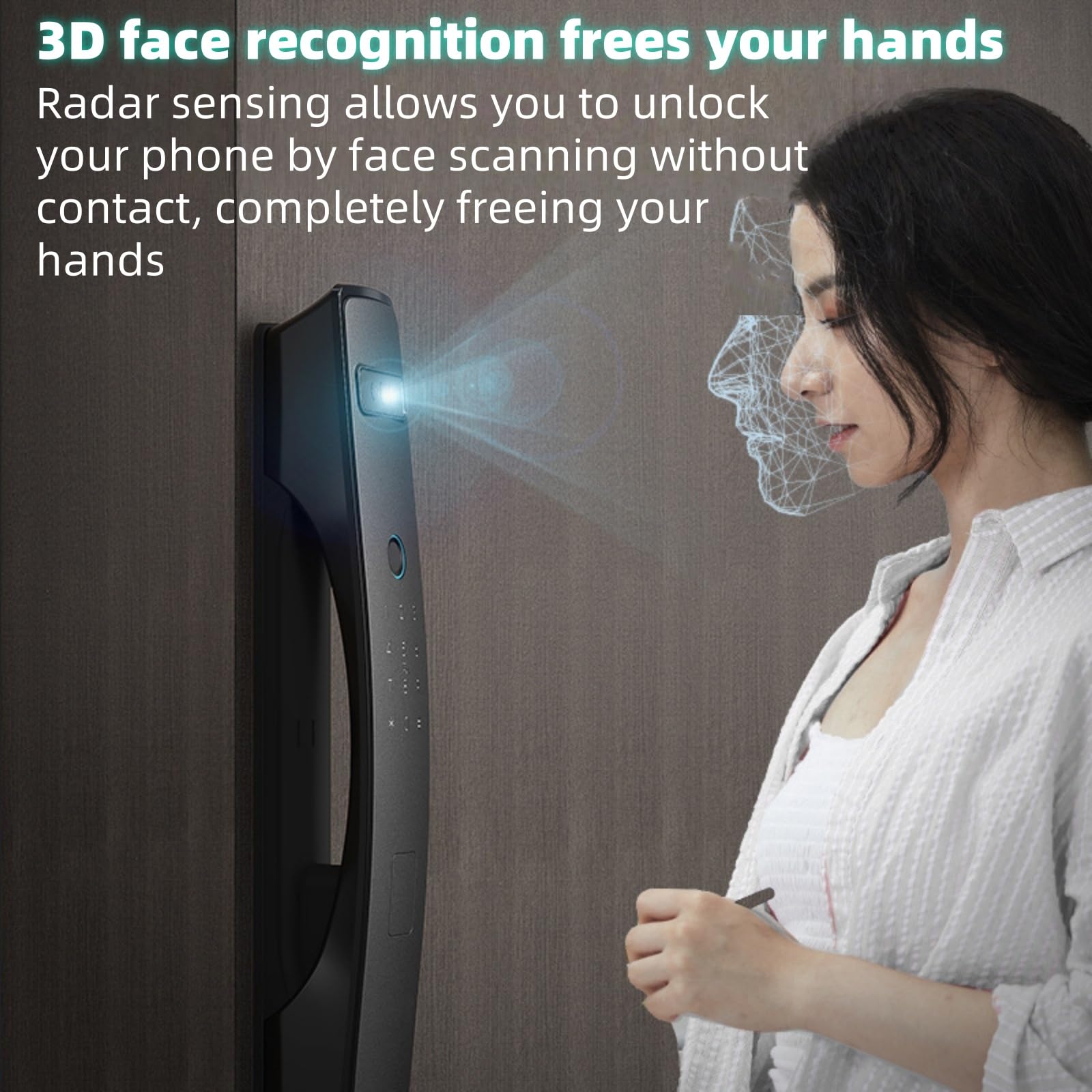 Identificación de venas de la palma y reconocimiento facial 3D, cámaras duales, desbloqueo remoto y videoportero, visión nocturna HD de 4", 11 métodos de desbloqueo