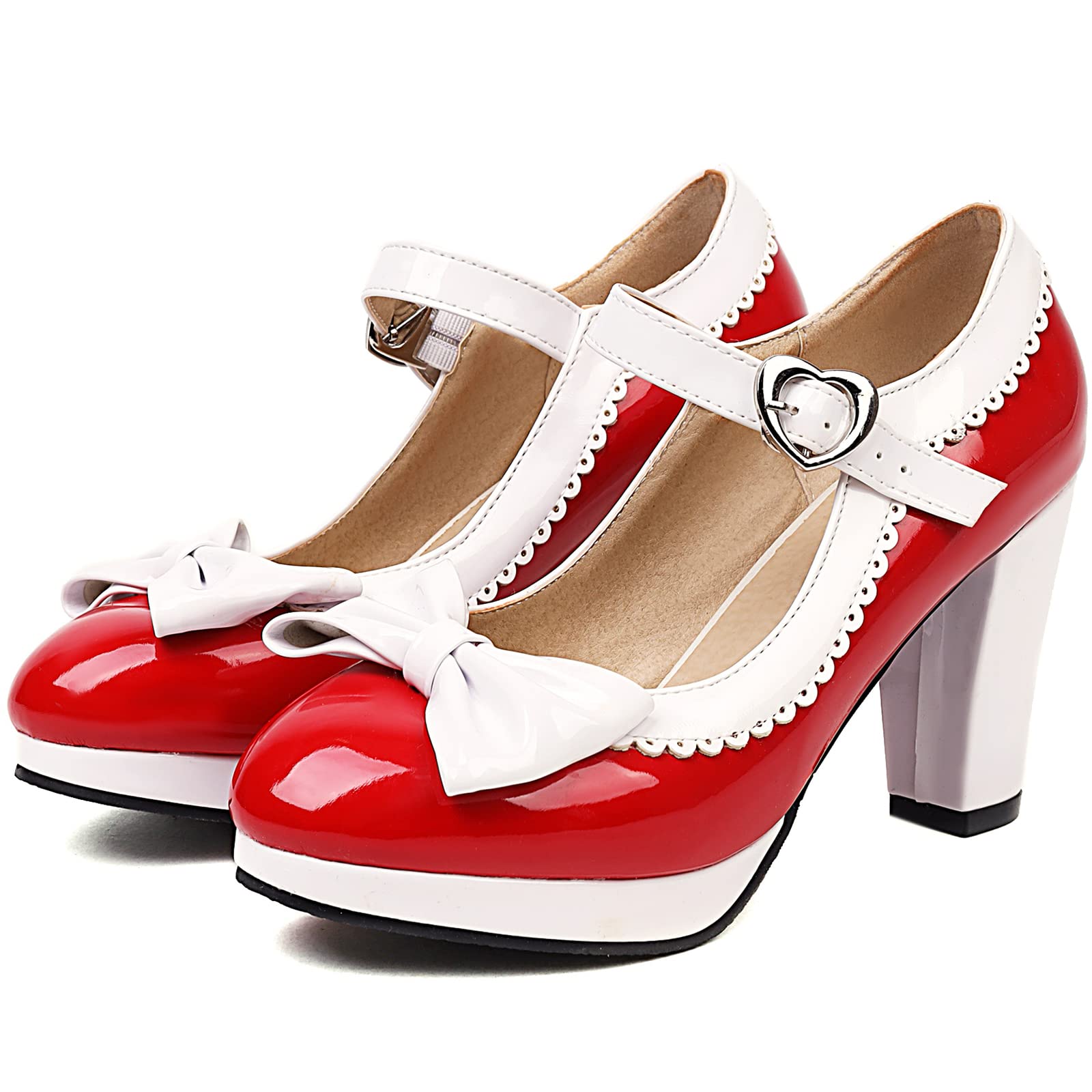 Mary Janes à Bout Rond Doux pour Femmes avec Plates-Formes Basses et Talon Bloc