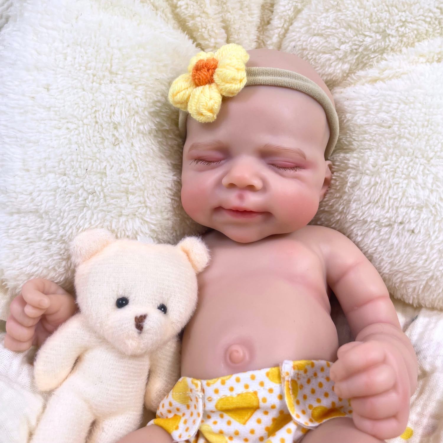 MRB Realistic Reborn Baby Doll, 12 Inch Silicone Lifelike Baby Dolls, Full Solid Silicone Body Washable Girl Stress Relief Doll for Kids Age 3 + & Collection