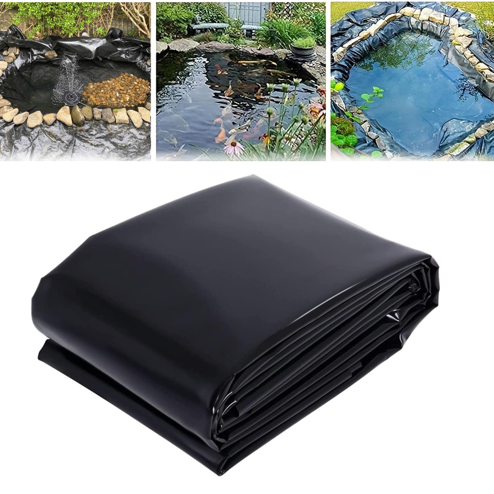 Bâche noire robuste pour bassin de jardin et membrane de rétention d'eau élastique à découper