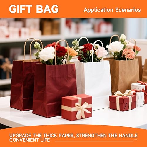 Miniatura 8 de METAPRINT Paquete de 100 bolsas pequeñas de papel marrón de 5.8 x 3.2 x 8.25 pulgadas con asas, bolsas de regalo de papel, bolsas de papel kraft