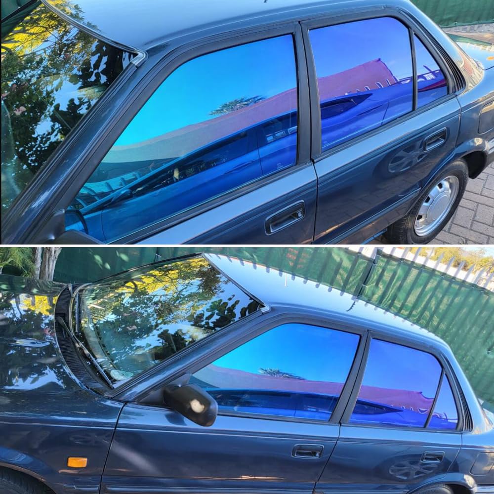 pellicola oscurante vetri auto blu camaleonte VLT 67% 50x300cm | Blu che cambia in verde, Pellicola oscurante per auto con protezione solare