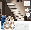 Intelligent Motion Sensor Stair Light Kit, 16 Steps Cool White 6000K, 1m Cuttable COB LED Strip with Wireless Panel Switch, 12 Dynamic Modes, Complete Set for Indoor Stairs [Energy Class A]