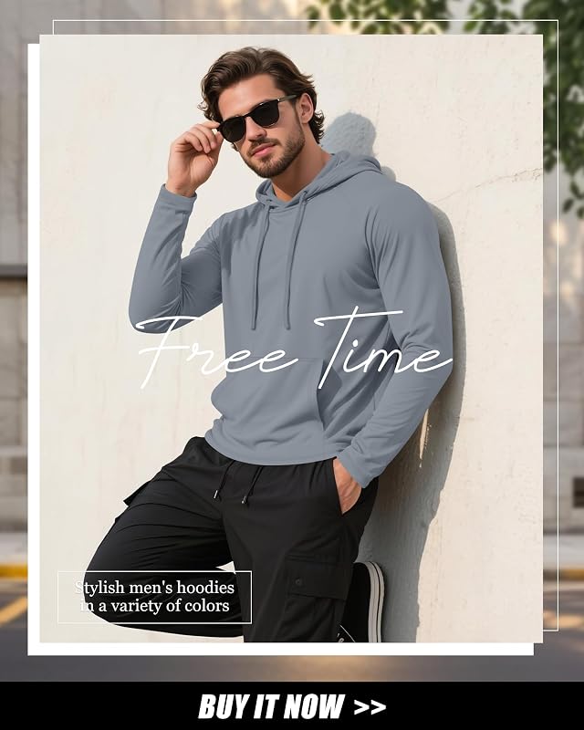 Evervibe 3 Pack Mens Big and Tall Hoodies Lightweight Pullover 3Color 4XL image 2