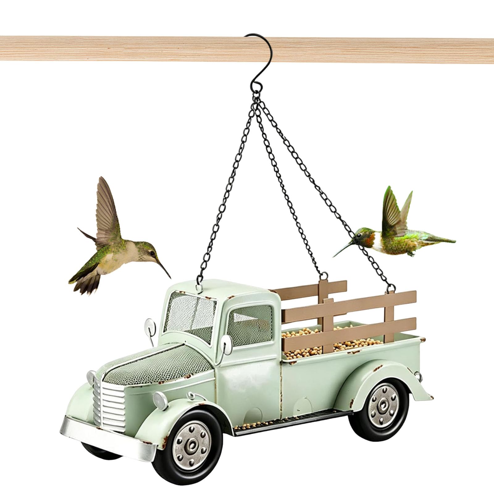 Mangiatoie per uccelli sospese con catena design retrò camion, per giardino e esterno
