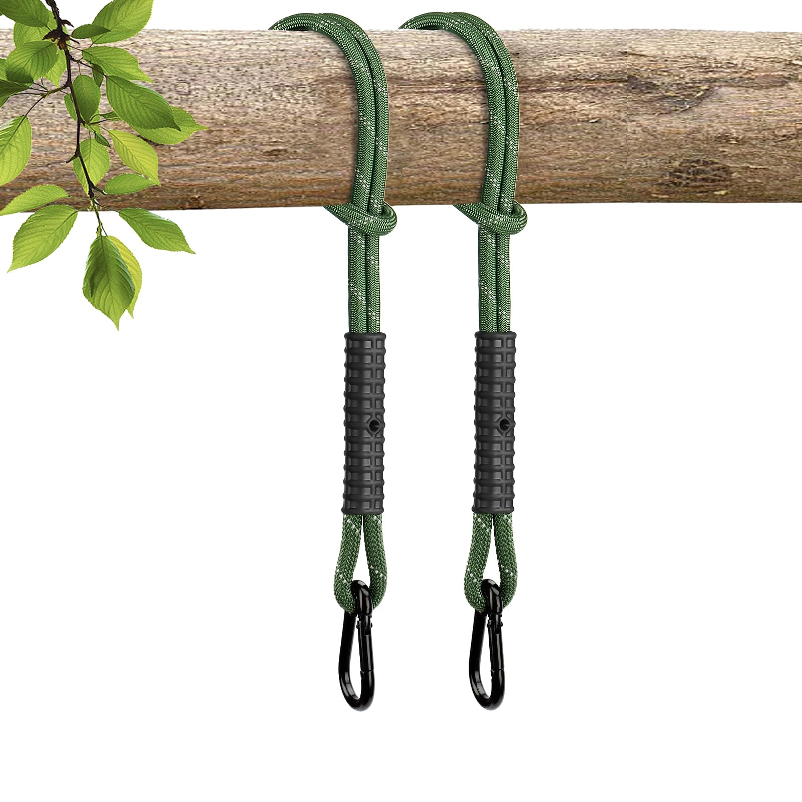 Heavy Duty Tree Swing Ropes, Hammock Tree Straps Hanging Kit, for Outdoor Swings Hammock Playground Set Accessories (2ft,25",Green,2Pack) โ image 1