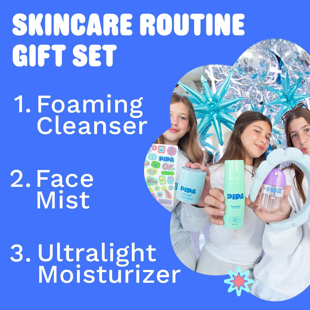 Pipa Skincare Start Young Bundle Gift Set | 3-Step Birthday Gift Skin Care Routine for Girls & Tweens 8 to 12 | Alcohol-Free & Safe | Includes Foam Face Cleanser, Face Moisturizer & Facial Mist - Image 2