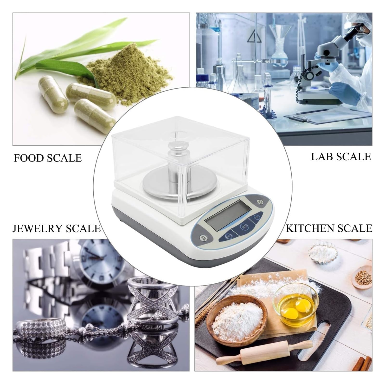 Escala de laboratorio de precisión balanza de laboratorio balanza analítica Digital balanza de laboratorio balanza de joyería balanza científica escala de 0.01g precisión (5000g, 0.01g)