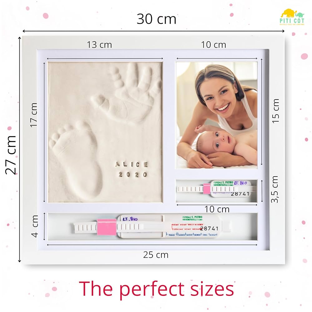 LALFOF® Cadre Empreintes Bébé Moulage Avec Prénom (idee Cadeau Bebe). Kit Empreinte Bebe Génial Comme Cadeau Naissance Fille/garcon. Kits De Moulage Et D'empreintes Testé Dermatologiquement