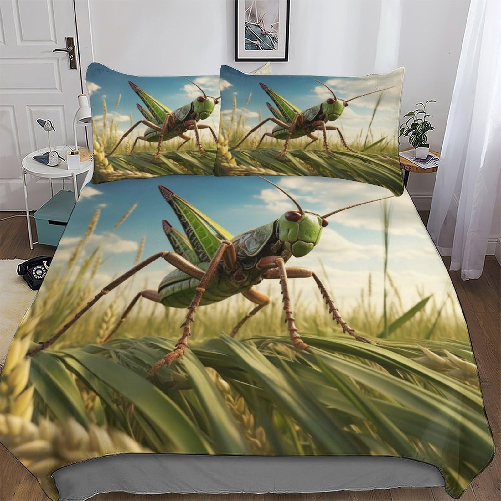 Housse de couette hypoallergénique Sauterelle 220x240cm pour literie douce sans irritation