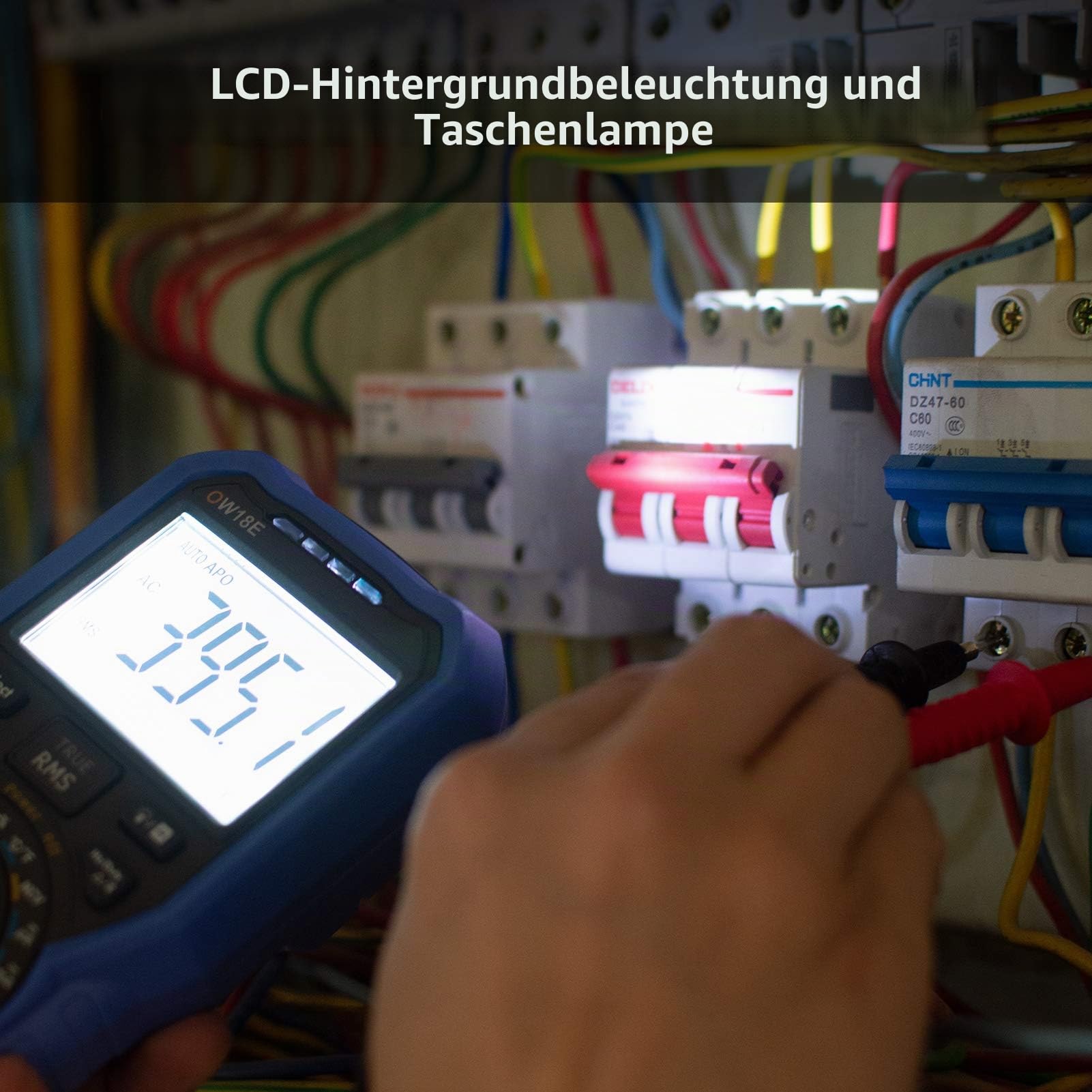owon OW18E Bluetooth Digital Multimeter, 20000 Zählungen Multimeter, Voltmeter Amperemeter Ohmmeter Schaltungsprüfer mit hintergrundbeleuchteten LCD-Testleitungen, Datenlogger T-Rms NCV