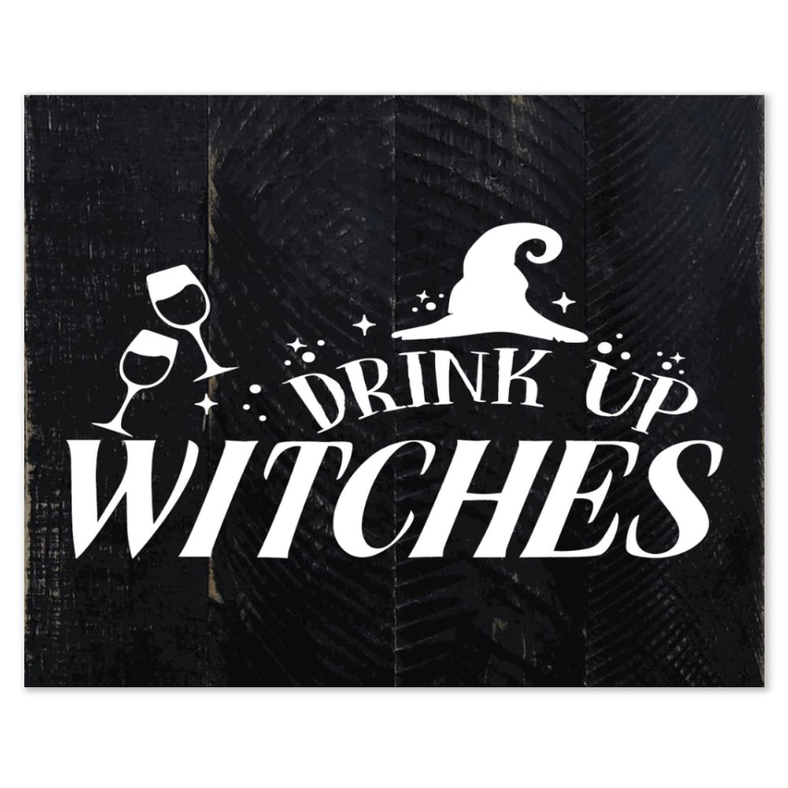Décoration murale en bois Drink Up Witch 40x50 cm pour salon et bureau