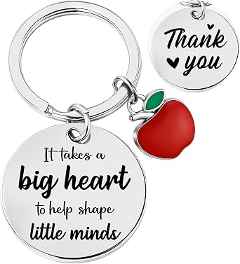 Teacher Appreciation Gift - Thank You Double Sided Engraved Keychain for Teacher Retirement Birthday Christmas