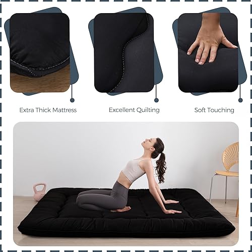 Miniatura 5 de MAXYOYO Colchón japonés de 6 pulgadas de grosor, colchón de tatami plegable para adultos, cama enrollable para habitación de invitados, dormitorio,