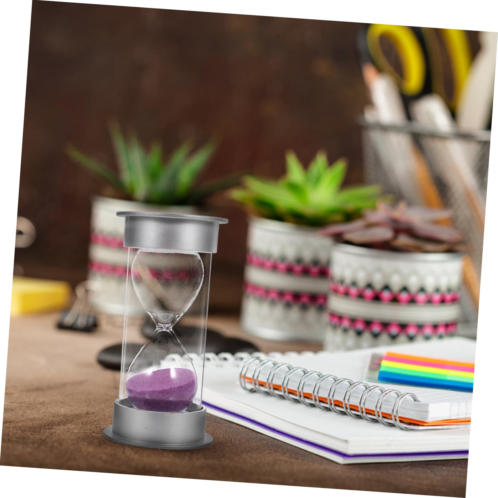 2piezas De Cubierta De Plata y Arena Temporizador Decorativo para y para Cumpleaños y Navidad