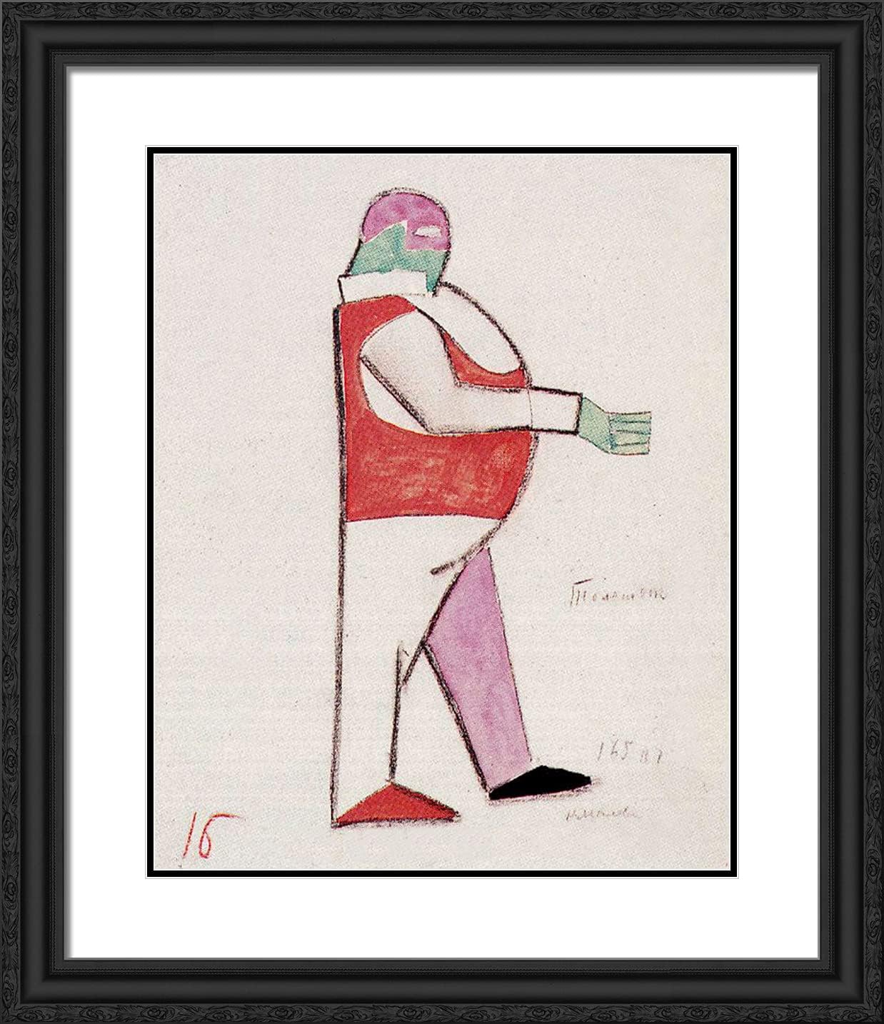 ArtDirect Malevich, Kazimir 20x23 Black Ornate Framed Art Print with Double Matting Titled: Costume Design for the Opera Victory Over the Sun
