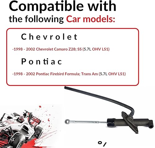 Miniatura 7 de Cilindro maestro de embrague compatible con Chevy Camaro Pontiac Firebird Z28 Ss Trans Am Formula Coupé Convertible 2 puertas 1998-2002 5.7L V8 Gas