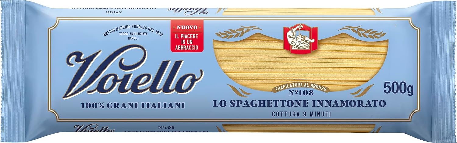 Voiello Lo Spaghettone Innamorato n. 108, Grani 100% Italiani, Pasta Trafilata Al Bronzo, 500 g