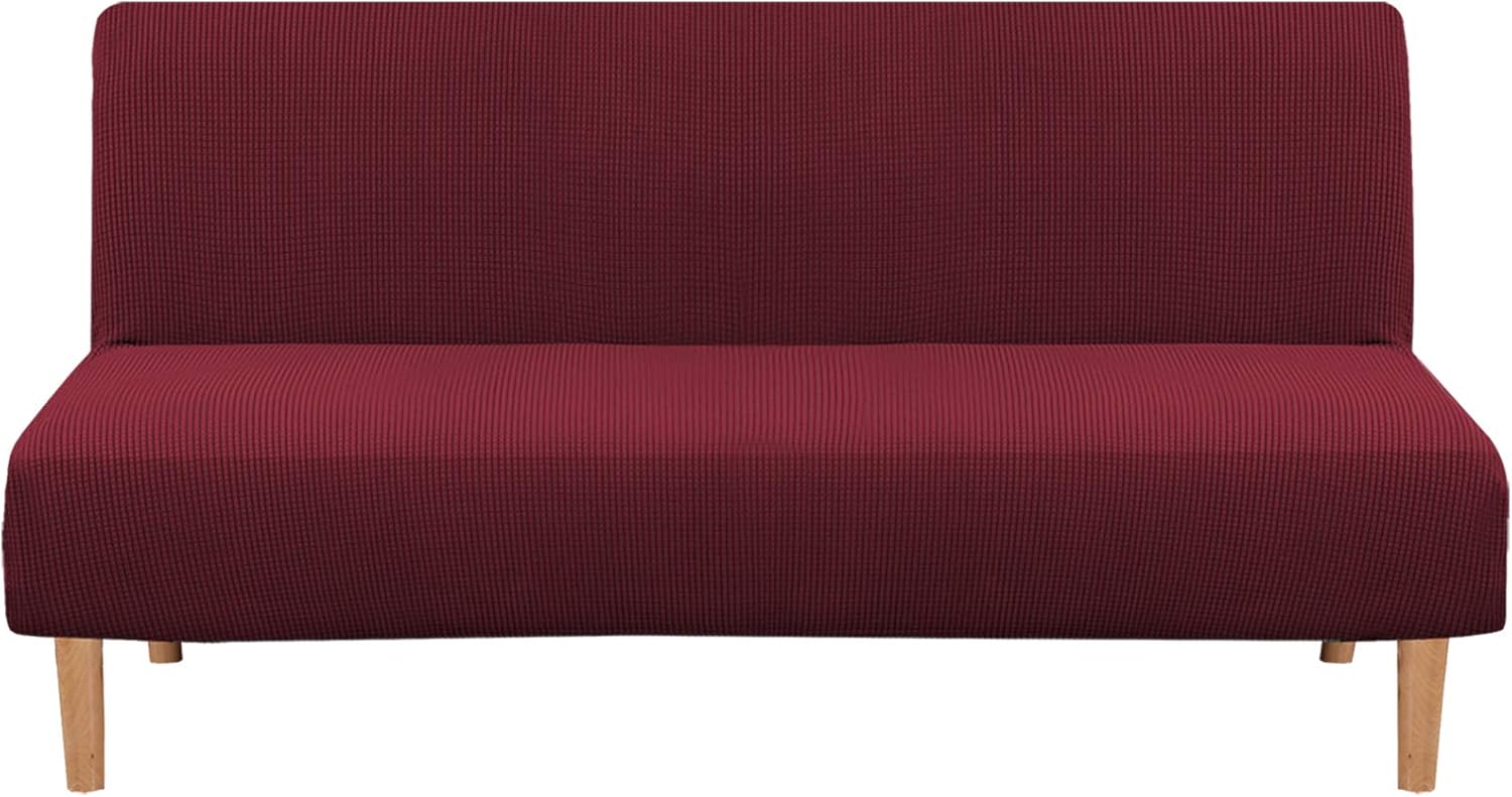 H.VERSAILTEX Armless Futon Cover Stretch Sofa Bed Slipcover Protector Elastic Feature Rich Textured High Spandex Small Checks Jacquard Fabric Futon Cover, Machine Washable, Gray : Home & Kitchen