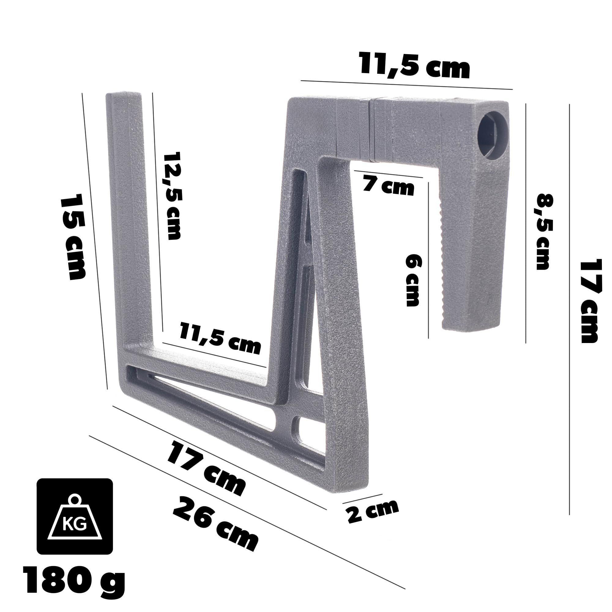 KADAX Jardinera con platillo en juego, con o sin soportes para jardineras, maceta de plástico para balcón, jardinera, barandilla, maceta (antracita, 80 cm + soportes), K10028