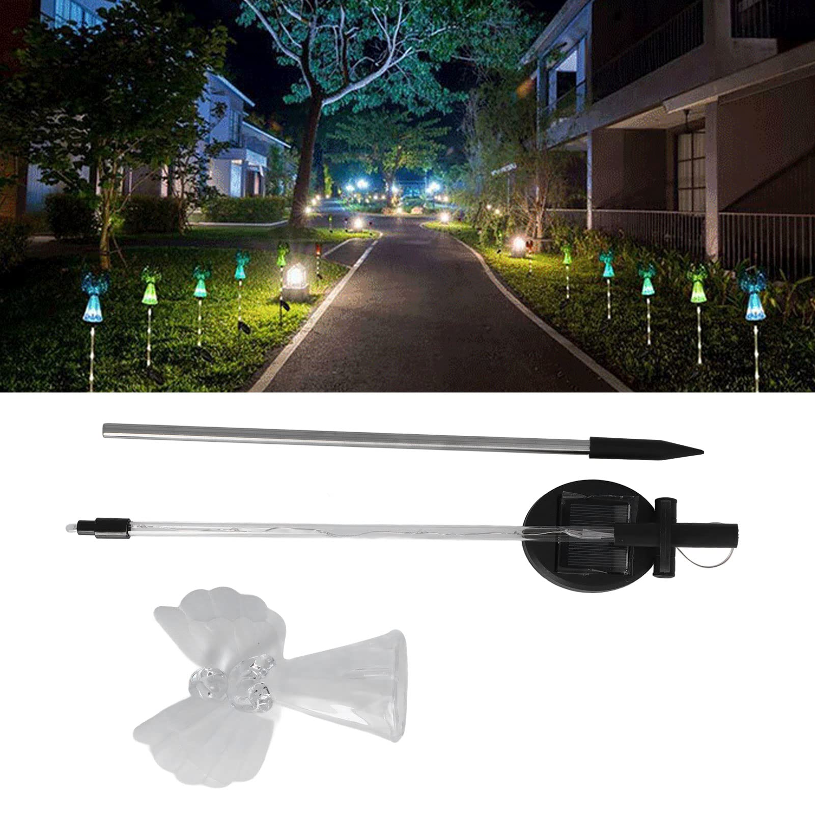 LED-Solar-Spike-Lichter, 70cm Dekorative Engel Lampe im Freien wasserdicht Landschaft Ornamente Beleuchtung für Rasen, Weg, Terrasse, Hof