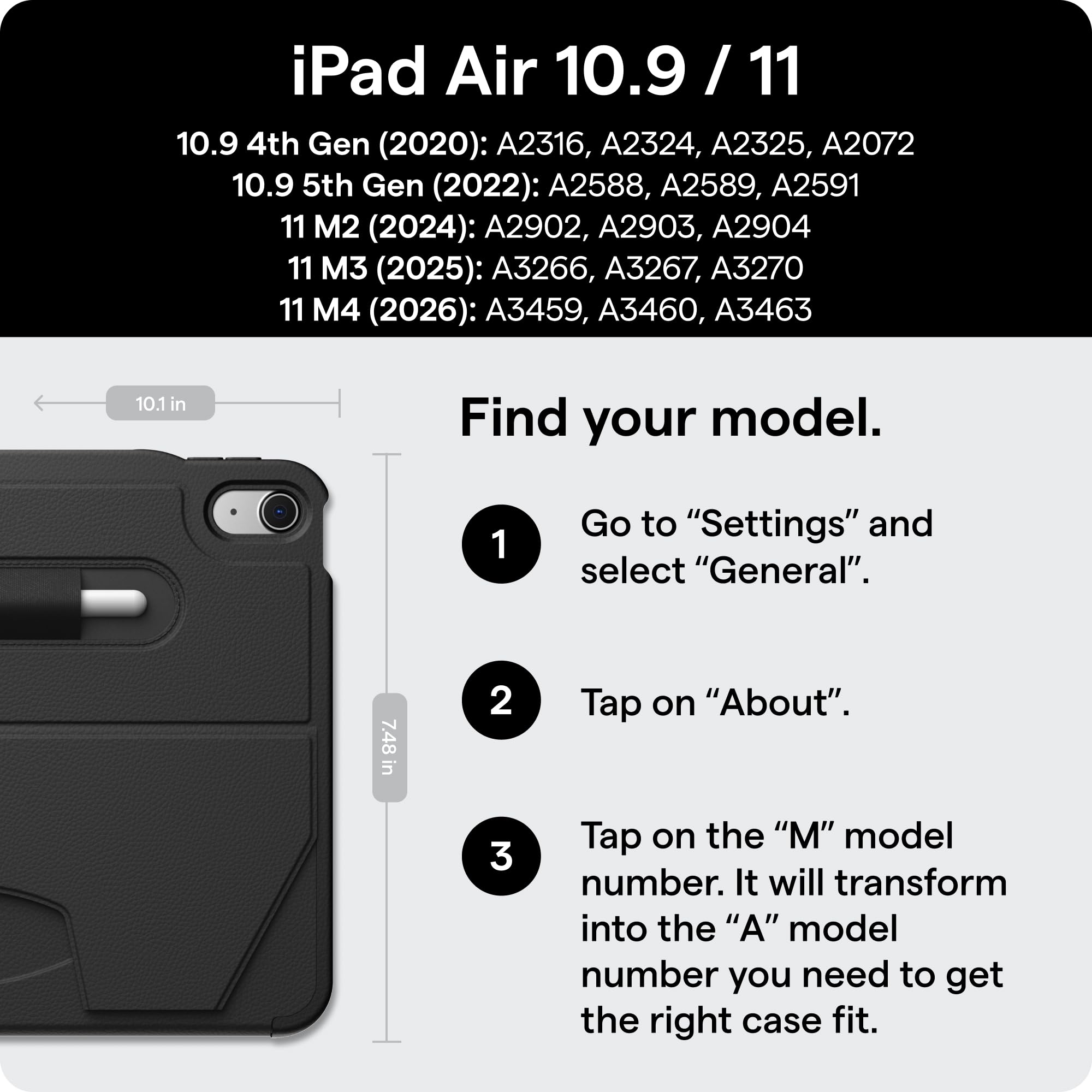 ZUGU Case for iPad Air 11 inch (M2/M3/M4) iPad Air 10.9 Gen 5/4 [Black] — Amazon image 2