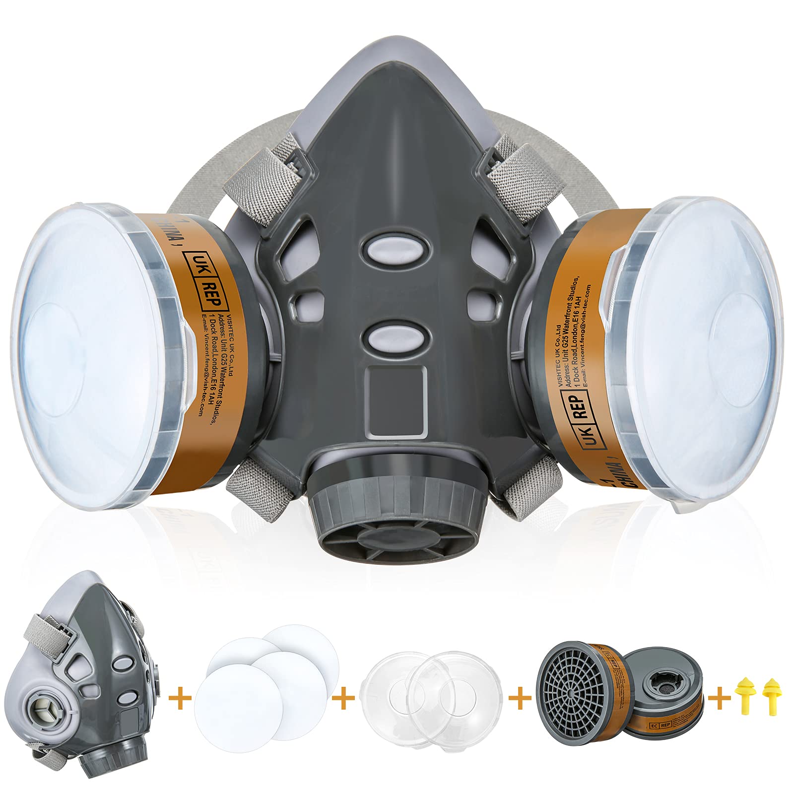 Reusable Half Face Cover, 309 Face Cover, Half Facepiece Against Organic Vapors/Smells/Asbestos, Ideal for Painting, Polishing, Woodworking, Welding, Decoration etc