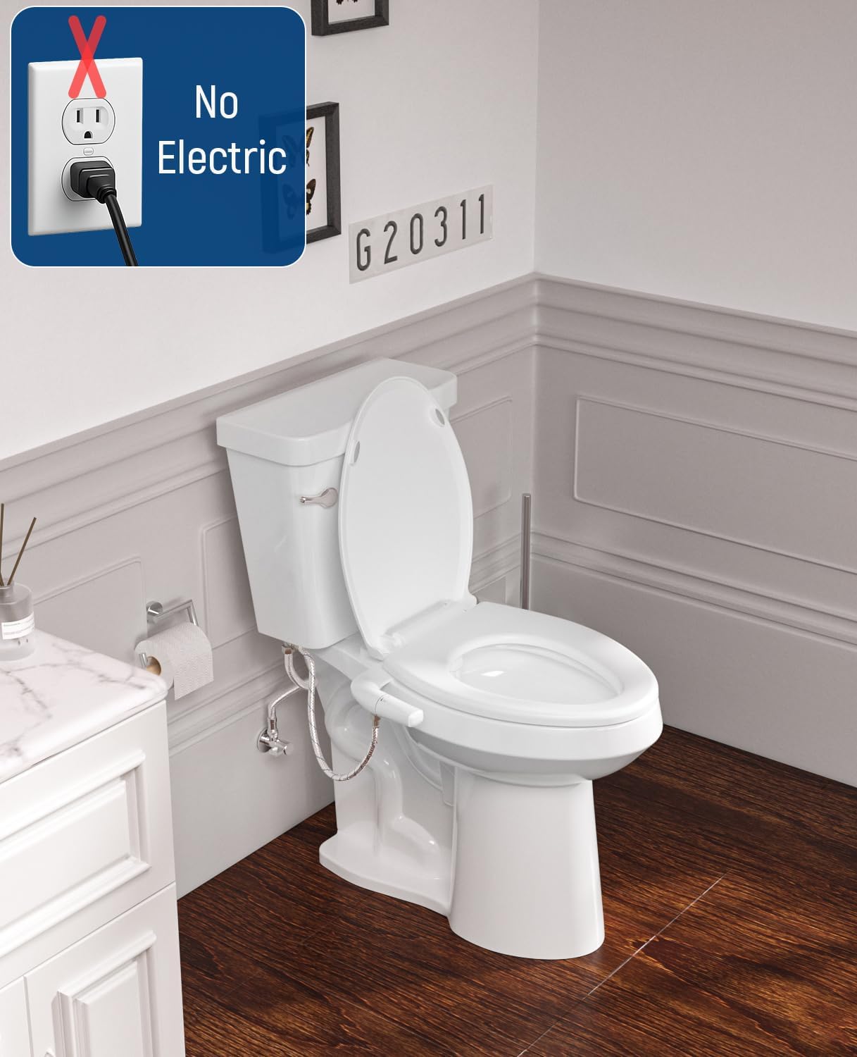 SAMODRA Elongated Bidet Toilet Seat with Soft Close Lid - Non-Electric Dual Nozzle System, Quick-Release for Easy Installation & Clean
