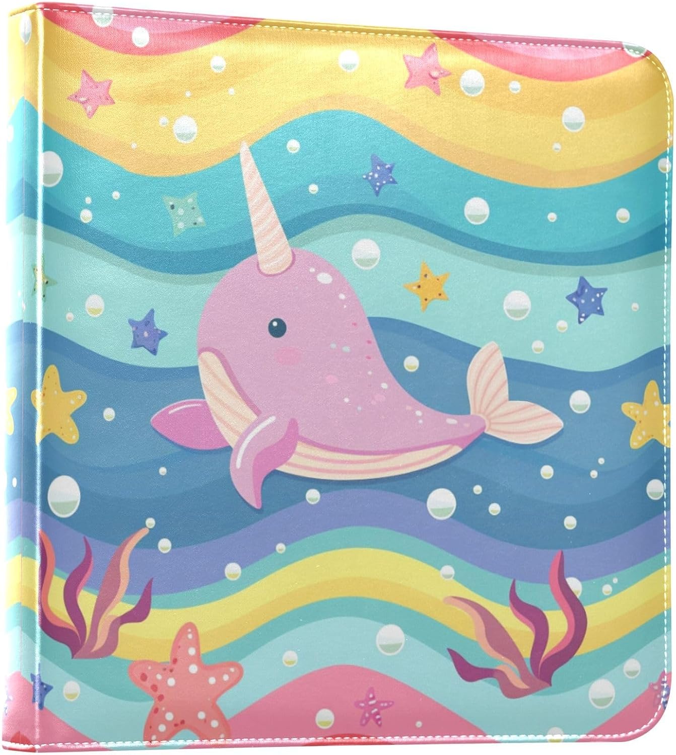 JIPONI Cartoon Whale Large Photo Album, DIY Leather Cover Scrapbook Albums for 4x6 5x7 6x8 Pictures, Self Adhesive Memory Book for Wedding, Baby, Family