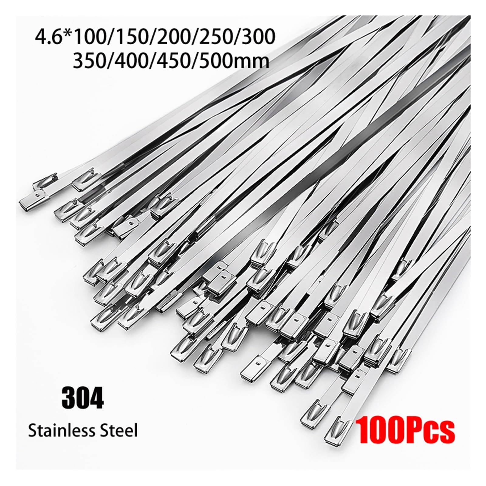304 bridas metálicas de acero inoxidable, bridas d 100 bridas metálicas de acero inoxidable 304(4.6x350mm)