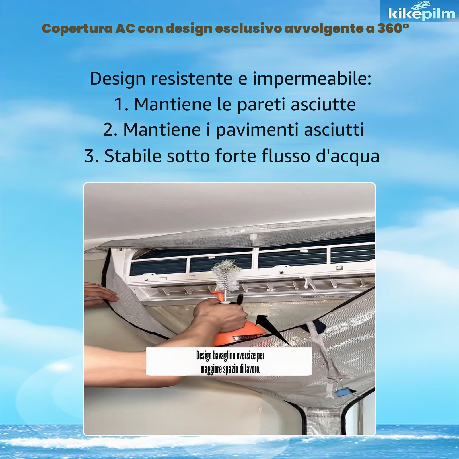 kit pulizia climatizzatore split, kit per pulizia condizionatori, kitpulizia condizionatore, telo pulizia condizionatore, puliziacondizionatore casa,Bianco, Grande