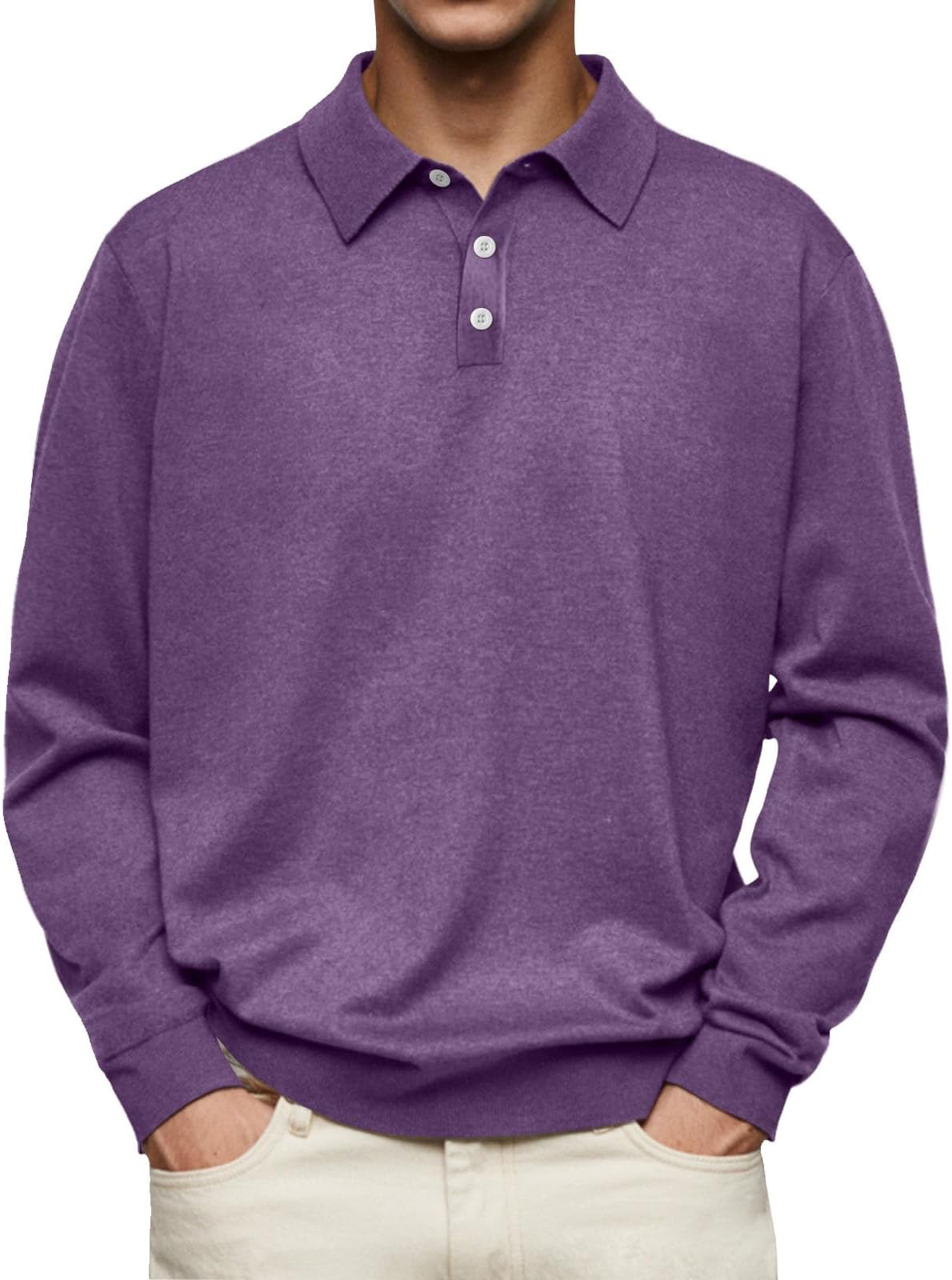 - Collared Polo Shirts for Men Pullover Long Sleeve Button Shirts Casual Business Tops Fashion Basic Work Golf T-Shirts