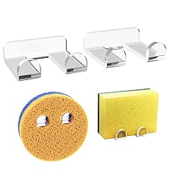 NiHome Acrylic Kitchen Sink Sponge Holders Fit for Scrub Daddy Sponges Space-Saving Adhesive Caddy Organizer with Quick Dry