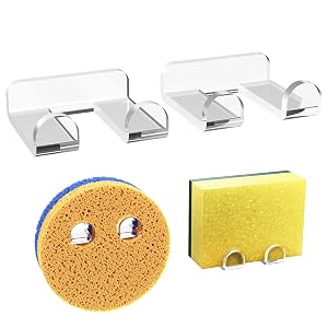 NiHome Acrylic Kitchen Sink Sponge Holders Fit for Scrub Daddy Sponges Space-Saving Adhesive Caddy Organizer with Quick Dry
