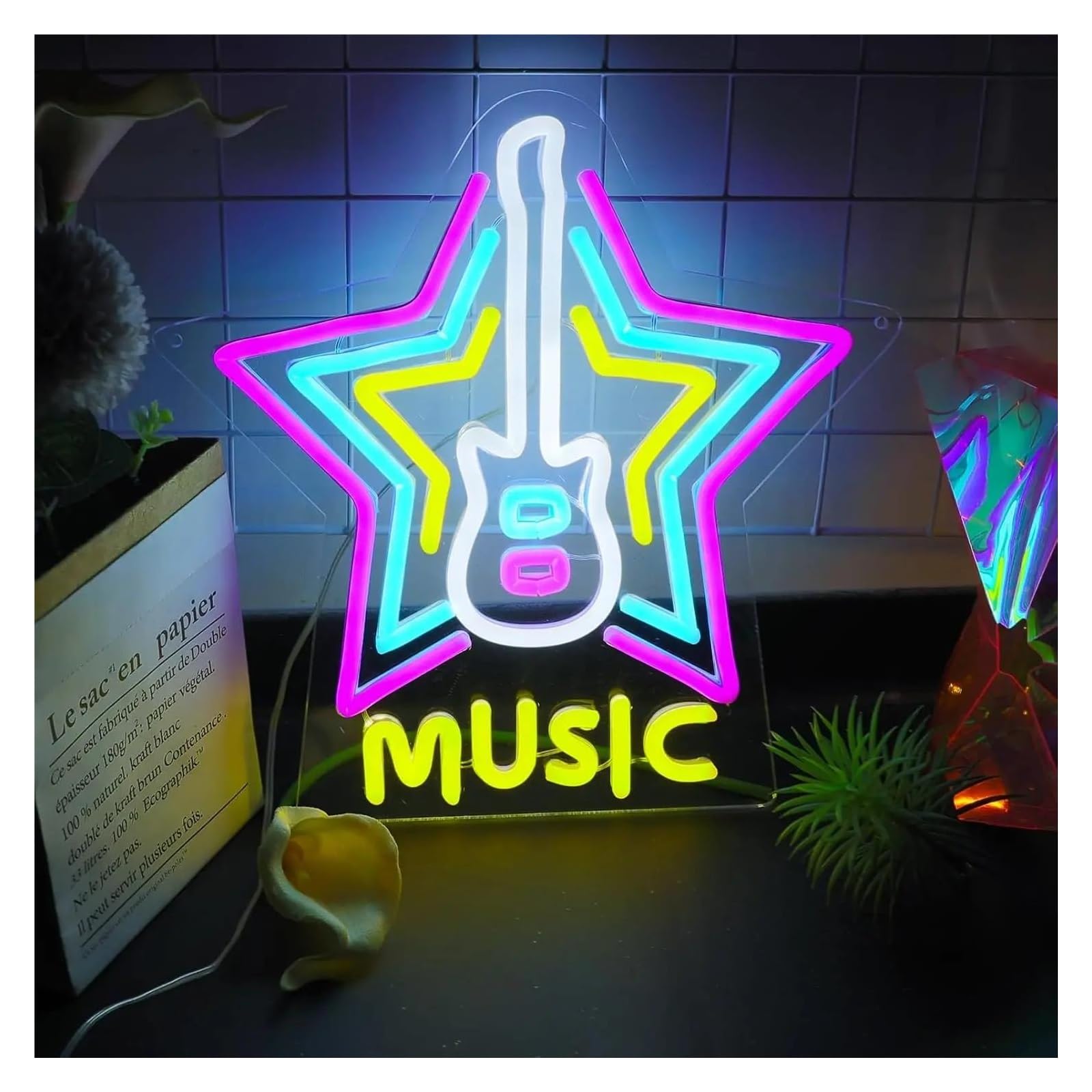 Decoración Lámparas Luces De Neón De Guitarra Para Música, Bar, Pub, Estudio, Concierto, Cueva De Hombre, Decoración De Sala De Juegos 44x42.5cm