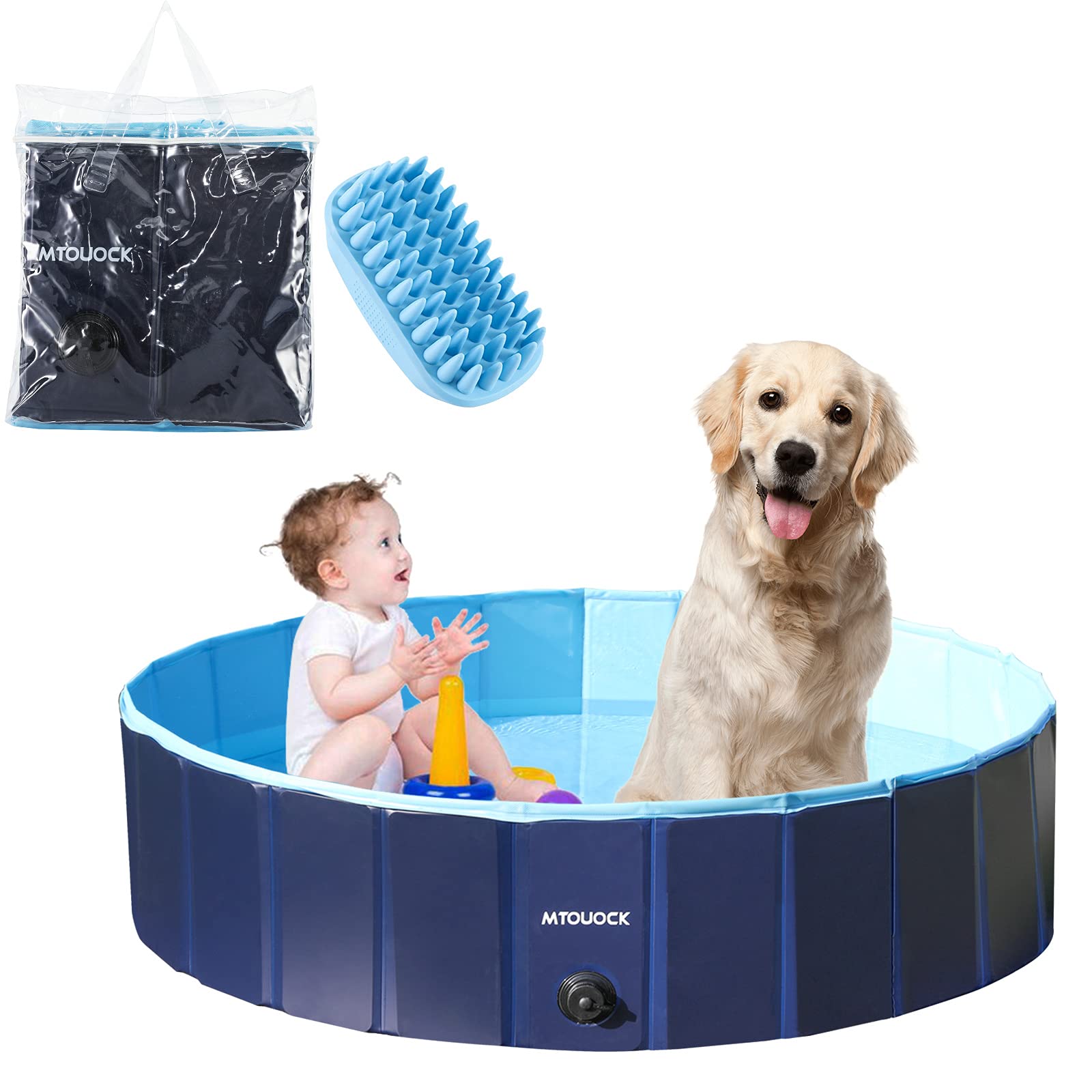Buy MTOUOCK Dog Pool, Foldable Kiddie Pool with Hard Plastic Suit for